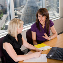 Student talking to IBL partner