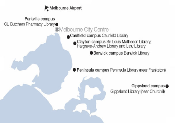 Monash University library locations